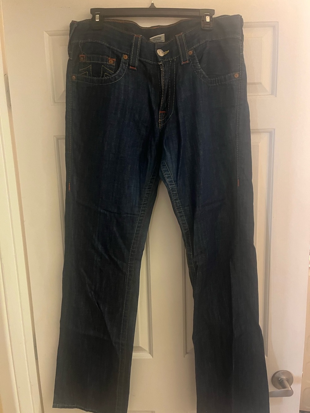Vintage True Religion Men's Dark Blue Straight-Leg Jeans - Unknown Brand